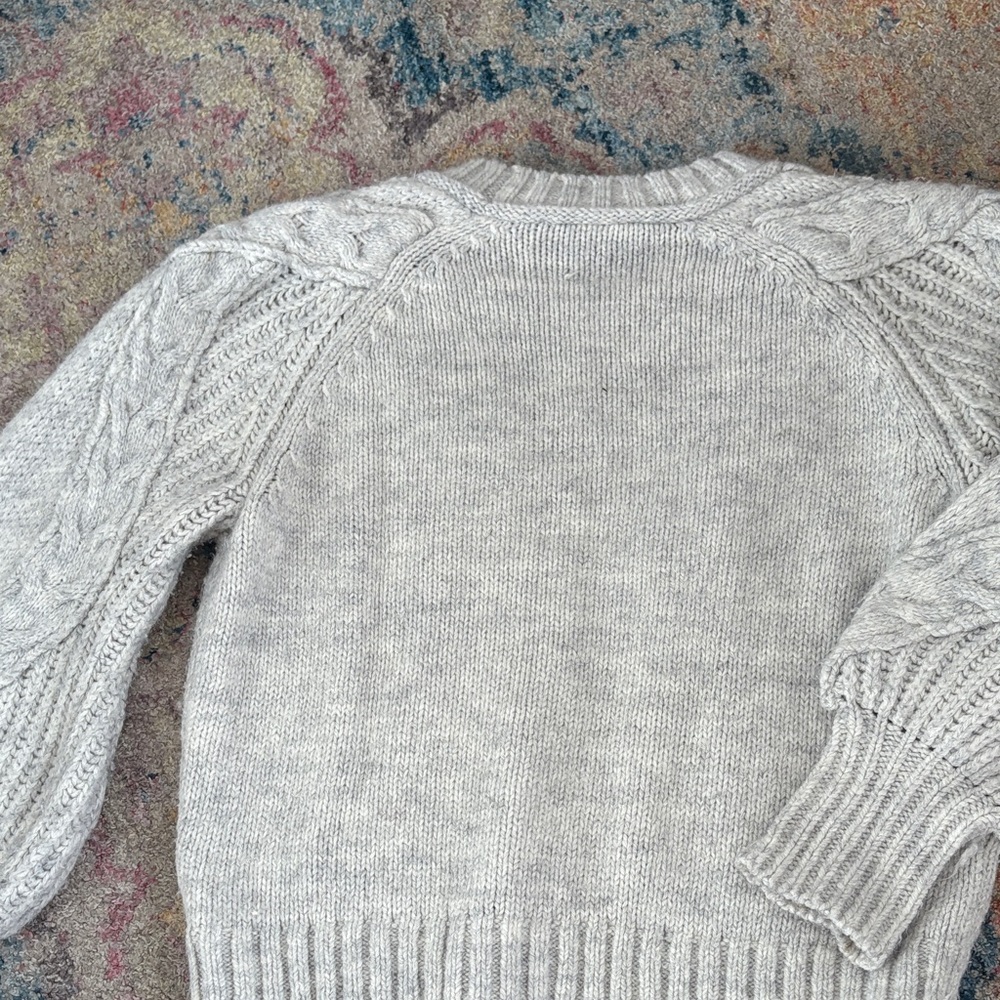 Express Light Gray Cable Knit Sweater w/ puff sleeve - Picture 5 of 7